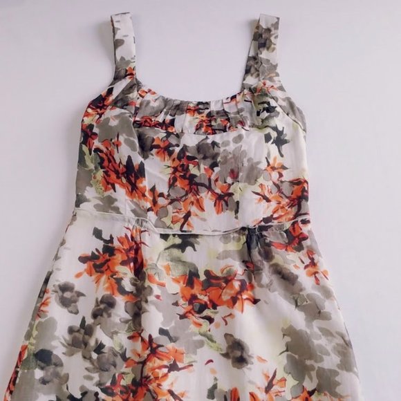 BANANA REPUBLIC Silk blend Dress sz 0 - Orange Blossom Sleeveless Pleated - Picture 3 of 8